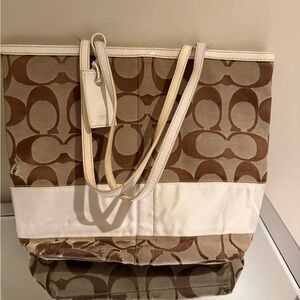 Coach Signature Brown and Cream Tote